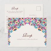 Whimsical Luxe Ivoor Bloemen Stijl Border Wedding Briefkaart (Voorkant / Achterkant)
