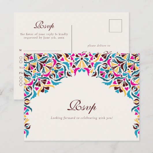 Whimsical Luxe Ivoor Bloemen Stijl Border Wedding Briefkaart (Voorkant / Achterkant)