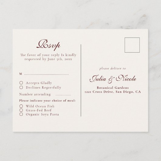 Whimsical Luxe Ivoor Bloemen Stijl Border Wedding Briefkaart (Achterkant)