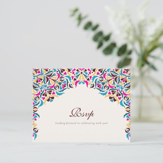 Whimsical Luxe Ivoor Bloemen Stijl Border Wedding Briefkaart (Staand voorkant)