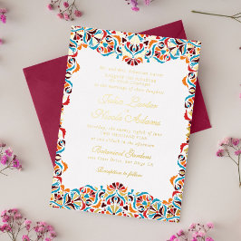 Whimsical Luxe Ivoor Bloemen Stijl Border Wedding Folie Uitnodiging