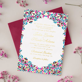 Whimsical Luxe Ivoor Bloemen Stijl Border Wedding Folie Uitnodiging