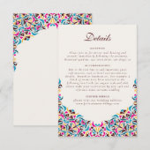 Whimsical Luxe Ivoor Bloemen Stijl Border Wedding Informatiekaartje (Voorkant / Achterkant)