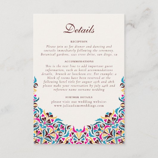 Whimsical Luxe Ivoor Bloemen Stijl Border Wedding Informatiekaartje (Voorkant)