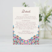 Whimsical Luxe Ivoor Bloemen Stijl Border Wedding Informatiekaartje (Staand voorkant)