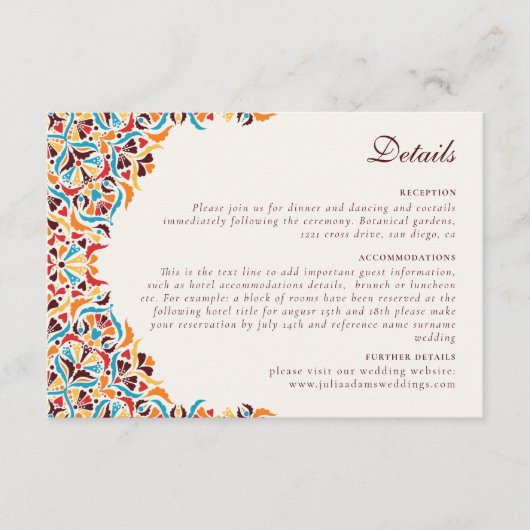 Whimsical Luxe Ivoor Bloemen Stijl Border Wedding Informatiekaartje (Voorkant)