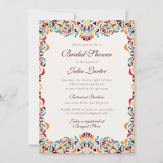 Whimsical Luxe Ivoor Bloemen Stijl Border Wedding Kaart (Voorkant)