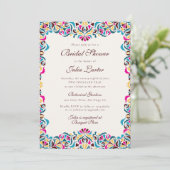 Whimsical Luxe Ivoor Bloemen Stijl Border Wedding Kaart (Staand voorkant)