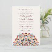 Whimsical Luxe Ivoor Bloemen Stijl Border Wedding Kaart (Staand voorkant)