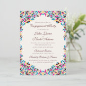 Whimsical Luxe Ivoor Bloemen Stijl Border Wedding Kaart (Staand voorkant)