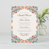 Whimsical Luxe Ivoor Bloemen Stijl Border Wedding Kaart (Staand voorkant)