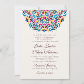 Whimsical Luxe Ivoor Bloemen Stijl Border Wedding Kaart (Voorkant)