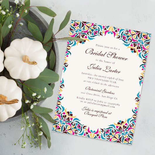 Whimsical Luxe Ivoor Bloemen Stijl Border Wedding Kaart