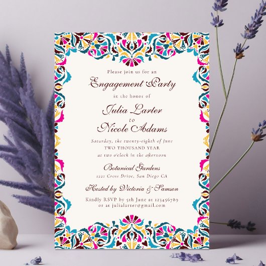 Whimsical Luxe Ivoor Bloemen Stijl Border Wedding Kaart