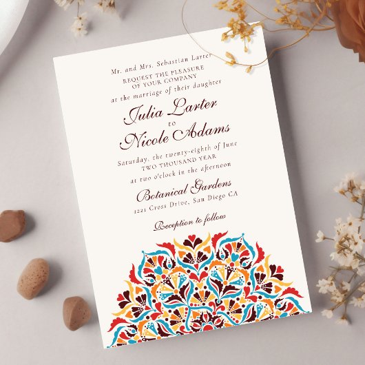 Whimsical Luxe Ivoor Bloemen Stijl Border Wedding Kaart