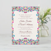 Whimsical Luxe Ivoor Bloemen Stijl Border Wedding Kaart (Staand voorkant)