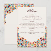 Whimsical Luxe Ivoor Bloemen Stijl Border Wedding Menu (Voorkant / Achterkant)