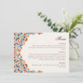 Whimsical Luxe Ivoor Bloemen Stijl Border Wedding Menu (Staand voorkant)