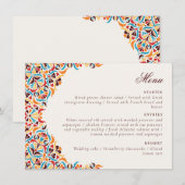 Whimsical Luxe Ivoor Bloemen Stijl Border Wedding Menu (Voorkant / Achterkant)