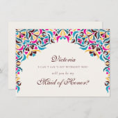 Whimsical Luxe Ivoor Bloemen Stijl Border Wedding Menu (Voorkant / Achterkant)