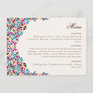 Whimsical Luxe Ivoor Bloemen Stijl Border Wedding Menu