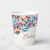 Whimsical Luxe Ivoor Bloemen Stijl Border Wedding Papieren Bekers (Voorkant)