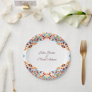 Whimsical Luxe Ivoor Bloemen Stijl Border Wedding Papieren Bordje