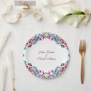 Whimsical Luxe Ivoor Bloemen Stijl Border Wedding Papieren Bordje