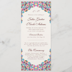Whimsical Luxe Ivoor Bloemen Stijl Border Wedding Programmakaart