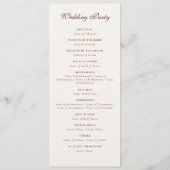 Whimsical Luxe Ivoor Bloemen Stijl Border Wedding Programmakaart (Achterkant)