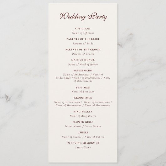 Whimsical Luxe Ivoor Bloemen Stijl Border Wedding Programmakaart (Achterkant)