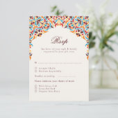 Whimsical Luxe Ivoor Bloemen Stijl Border Wedding RSVP Kaartje (Staand voorkant)