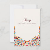 Whimsical Luxe Ivoor Bloemen Stijl Border Wedding RSVP Kaartje (Achterkant)