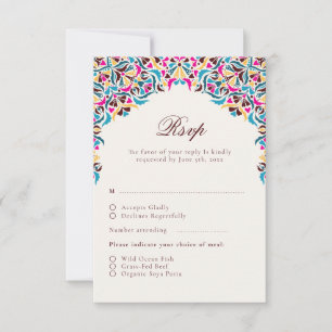 Whimsical Luxe Ivoor Bloemen Stijl Border Wedding RSVP Kaartje