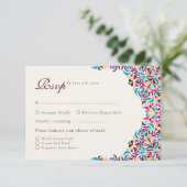 Whimsical Luxe Ivoor Bloemen Stijl Border Wedding RSVP Kaartje (Staand voorkant)