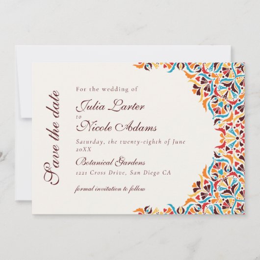Whimsical Luxe Ivoor Bloemen Stijl Border Wedding Save The Date (Voorkant)