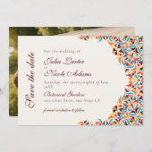 Whimsical Luxe Ivoor Bloemen Stijl Border Wedding Save The Date (Voorkant / Achterkant)