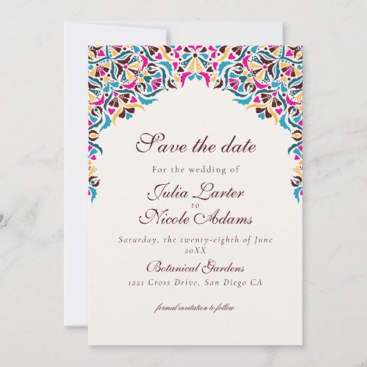 Whimsical Luxe Ivoor Bloemen Stijl Border Wedding Save The Date (Voorkant)
