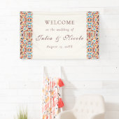 Whimsical Luxe Ivoor Bloemen Stijl Border Wedding Spandoek (Insitu)
