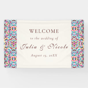 Whimsical Luxe Ivoor Bloemen Stijl Border Wedding Spandoek