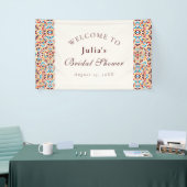 Whimsical Luxe Ivoren Bloemrijke Bruidsdouche Spandoek (Beurs)