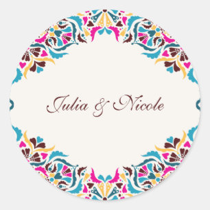 Whimsical Luxe Ivoren Bloemrijke Stijl Rand Bruilo Ronde Sticker