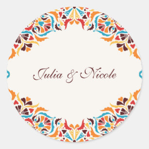 Whimsical Luxe Ivoren Bloemrijke Stijl Rand Bruilo Ronde Sticker