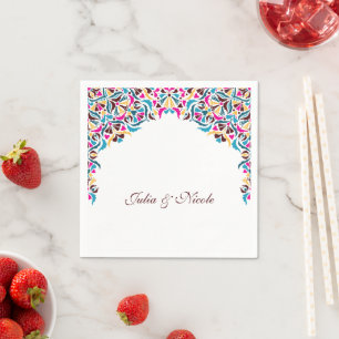 Whimsical Luxe Ivoren Bloemrijke Stijl Rand Bruilo Servet