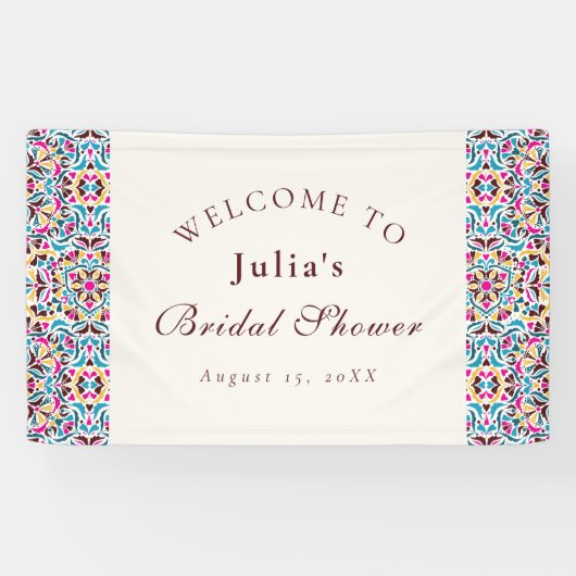 Whimsical Luxe Ivoren Bloemstijl Bruidsshower Spandoek (Horizontaal)