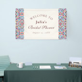 Whimsical Luxury Ivory Floral Style Vrijgezellenfe Spandoek (Beurs)