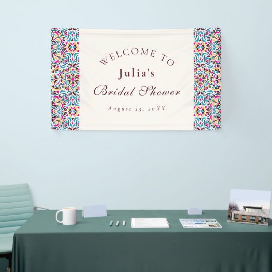 Whimsical Luxury Ivory Floral Style Vrijgezellenfe Spandoek (Beurs)