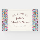 Whimsical Luxury Ivory Floral Style Vrijgezellenfe Spandoek (Horizontaal)