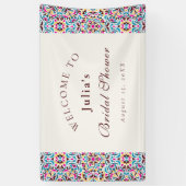 Whimsical Luxury Ivory Floral Style Vrijgezellenfe Spandoek (Verticaal)