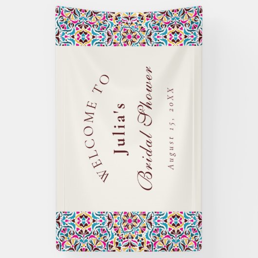 Whimsical Luxury Ivory Floral Style Vrijgezellenfe Spandoek (Verticaal)